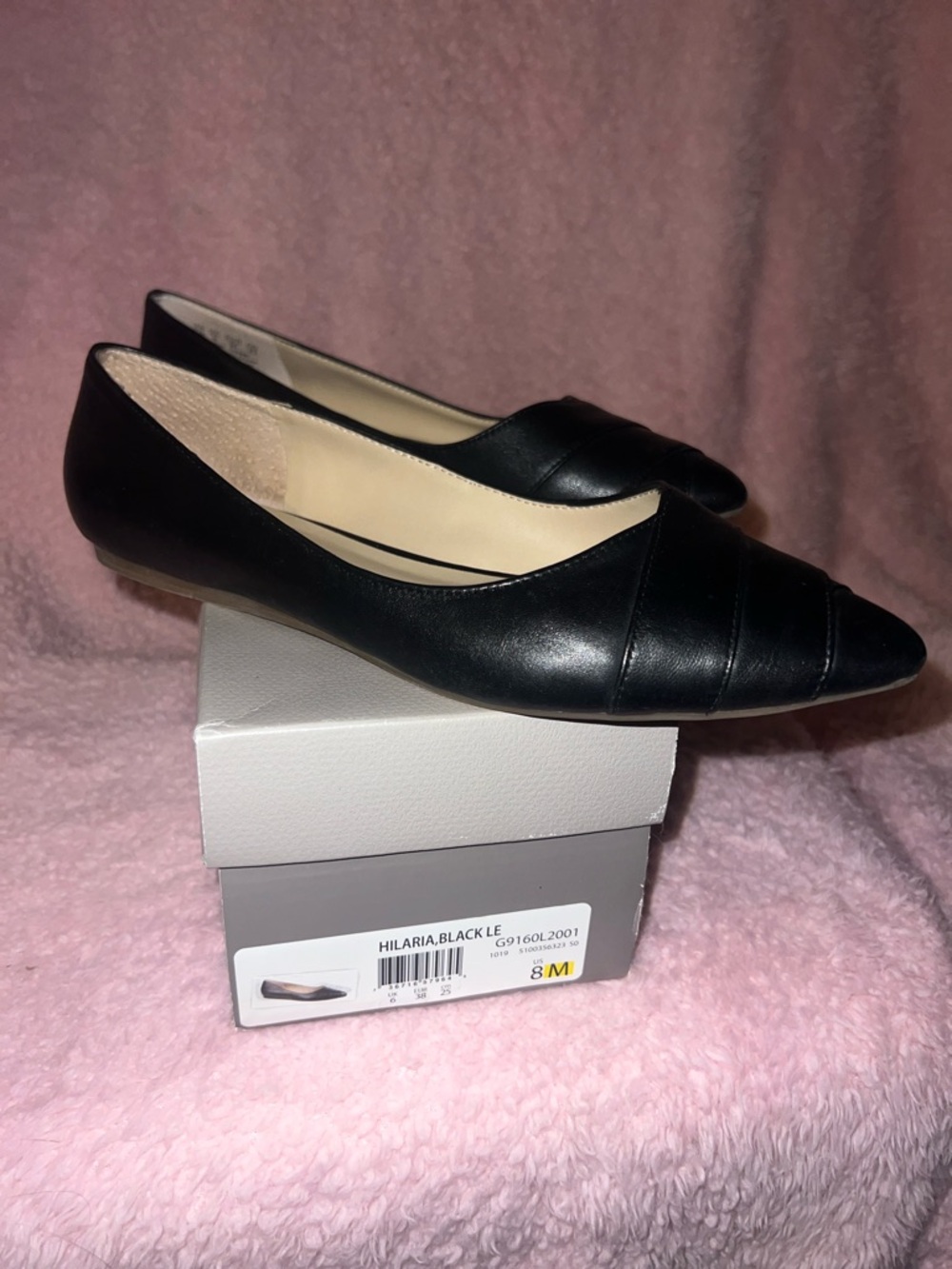 Franco Sarto Black Pointed Leather Flats